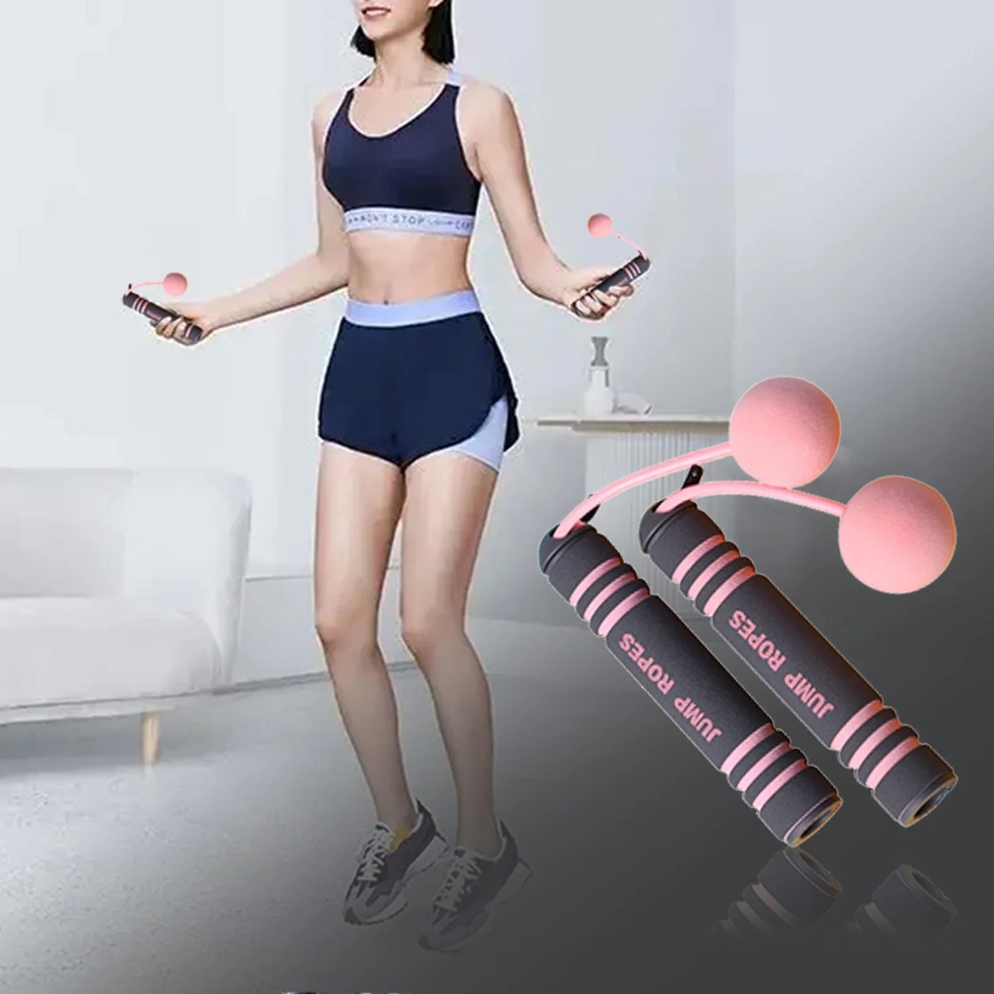 Cordless Jump Rope Wireless Skipping Rope with Two Balls Indoor Fast Speed Free Skipping Rope for Fitness Suitable for Boxing MMA WOD Training